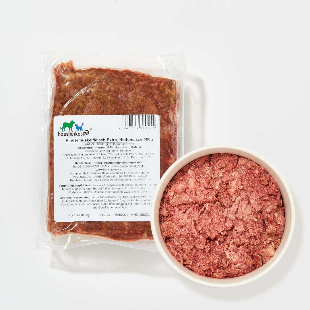 Verpacktes Rindermuskelfleisch Extra 30x500g leicht verformt durch Einfrieren