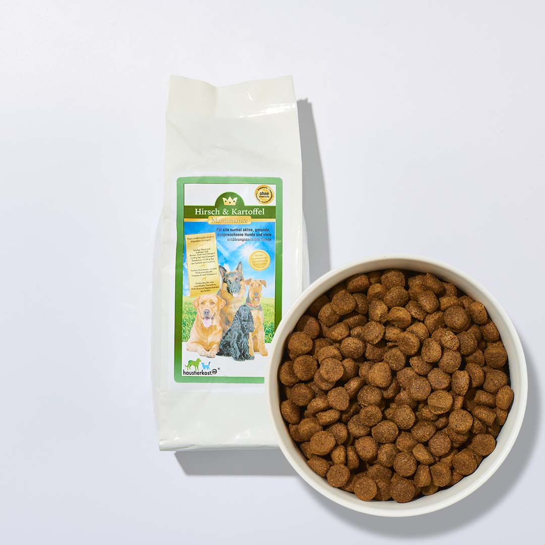 Hundefutter Hirsch & Kartoffel für empfindliche Hunde mit Omega-3, Biotin und Probiotika, ohne künstliche Zusatzstoffe