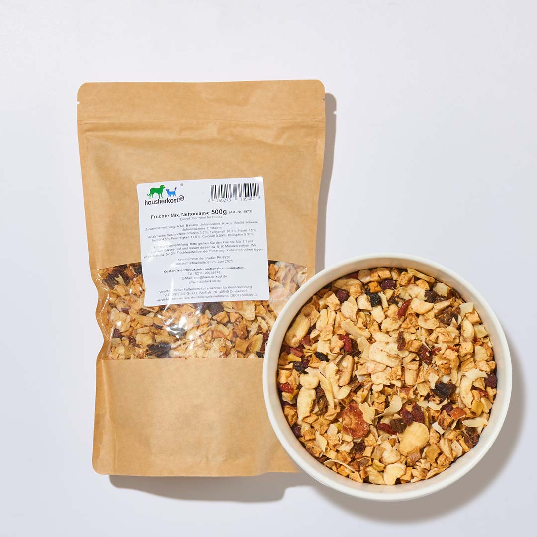 Früchte Mix 500g mit Apfel, Banane und Kokos als getreidefreier Frischfleischzusatz