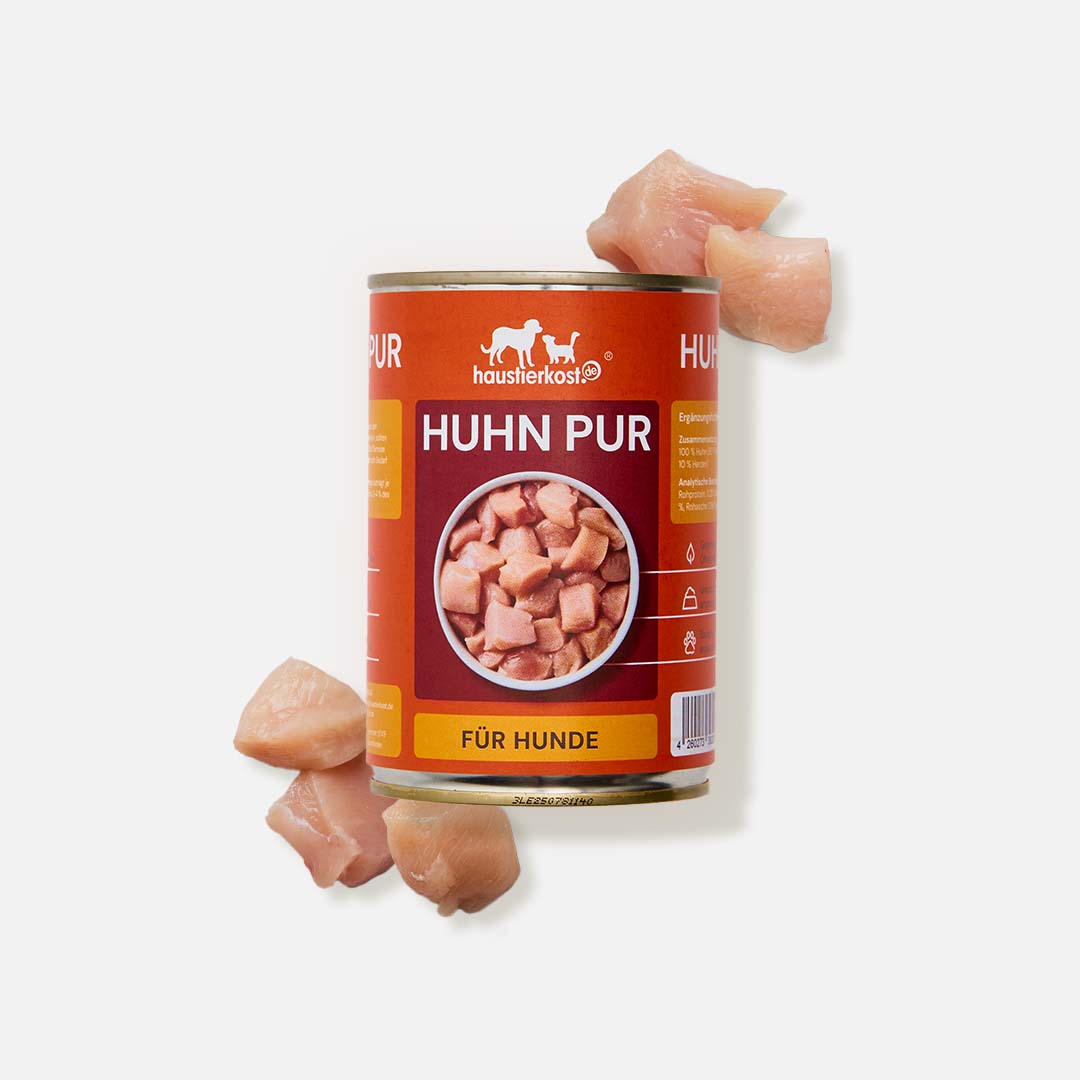 Dose mit 100% gegartem Huhn für Hunde, Reinfleisch ohne Zusätze, nachhaltiges Nassfutter