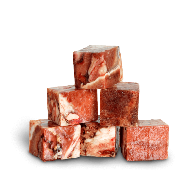 Gefrorenes Muskelfleisch Rind in Würfeln für Hund mit hohem Eiweißgehalt