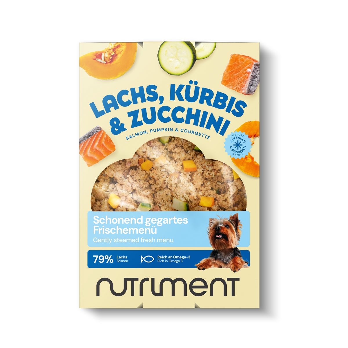 Nutriment Schonend gegartes Frischemenü Lachs, Kürbis & Zucchini - haustidepoterkost.com®