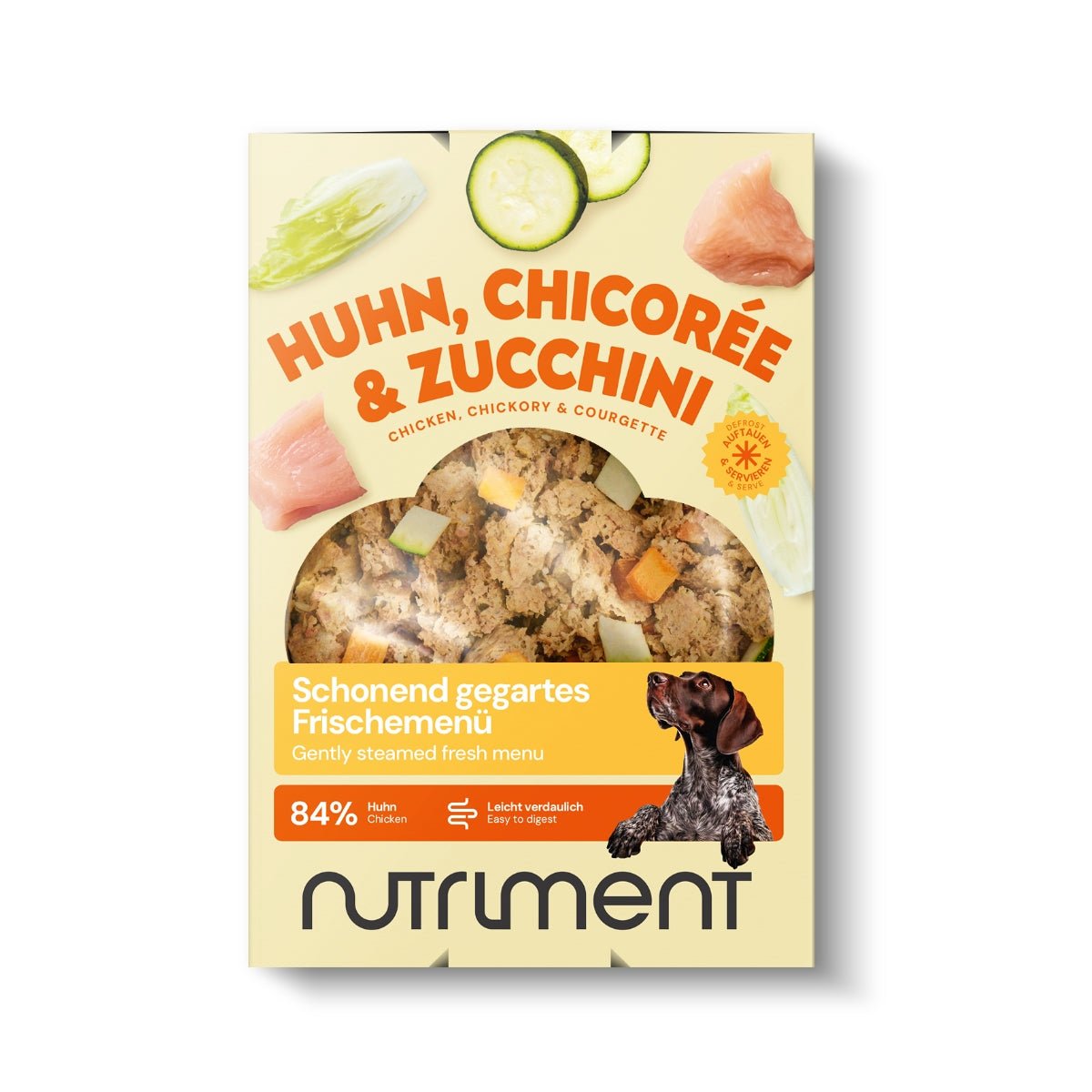 Nutriment Schonend gegartes Frischemenü Huhn, Chicorée & Zucchini - haustidepoterkost.com®