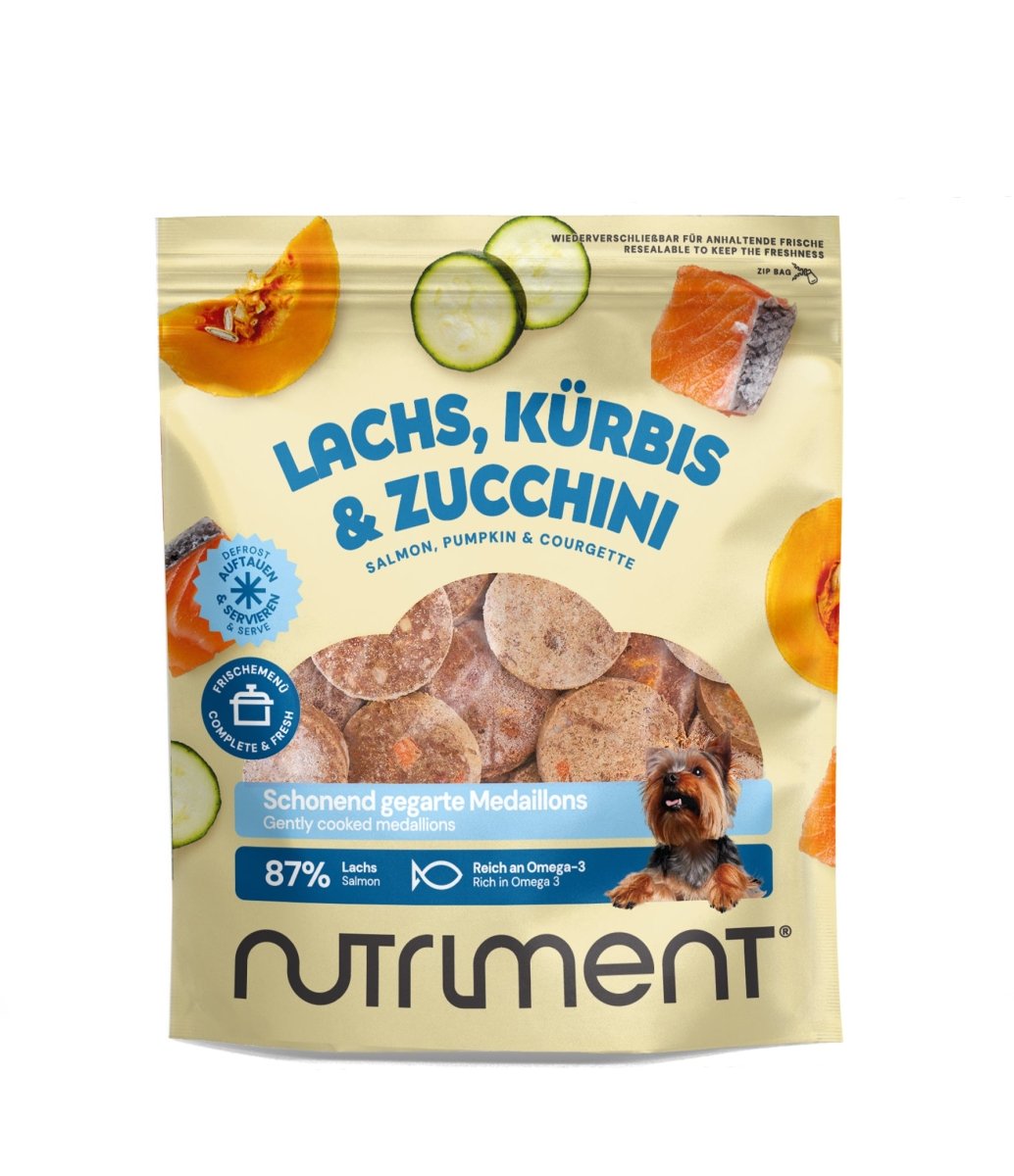 Nutriment Schonend gegarte Medaillons Lachs, Kürbis & Zucchini - haustidepoterkost.com®