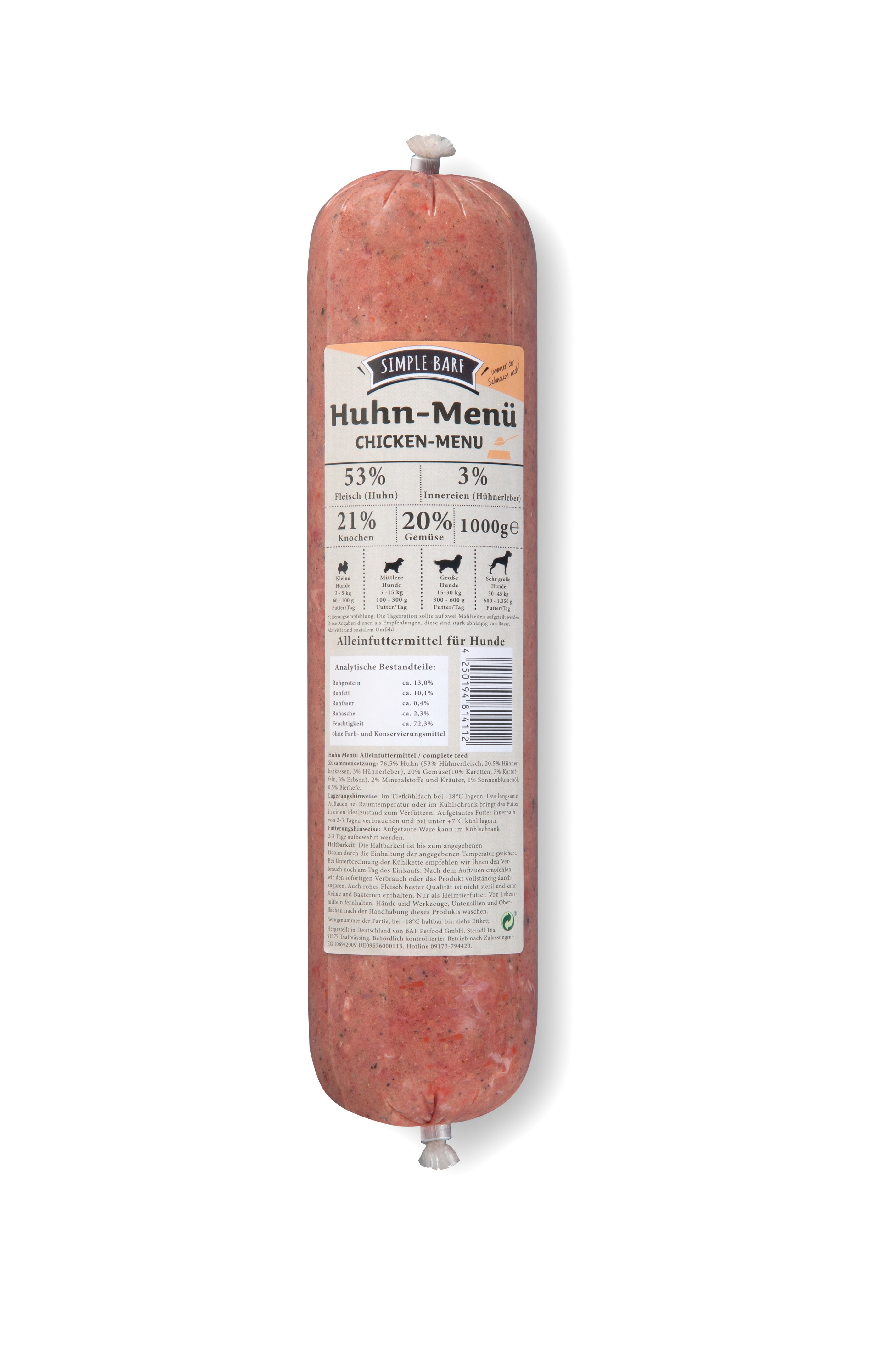 simple BARF Huhn-Menü - haustidepoterkost.com®