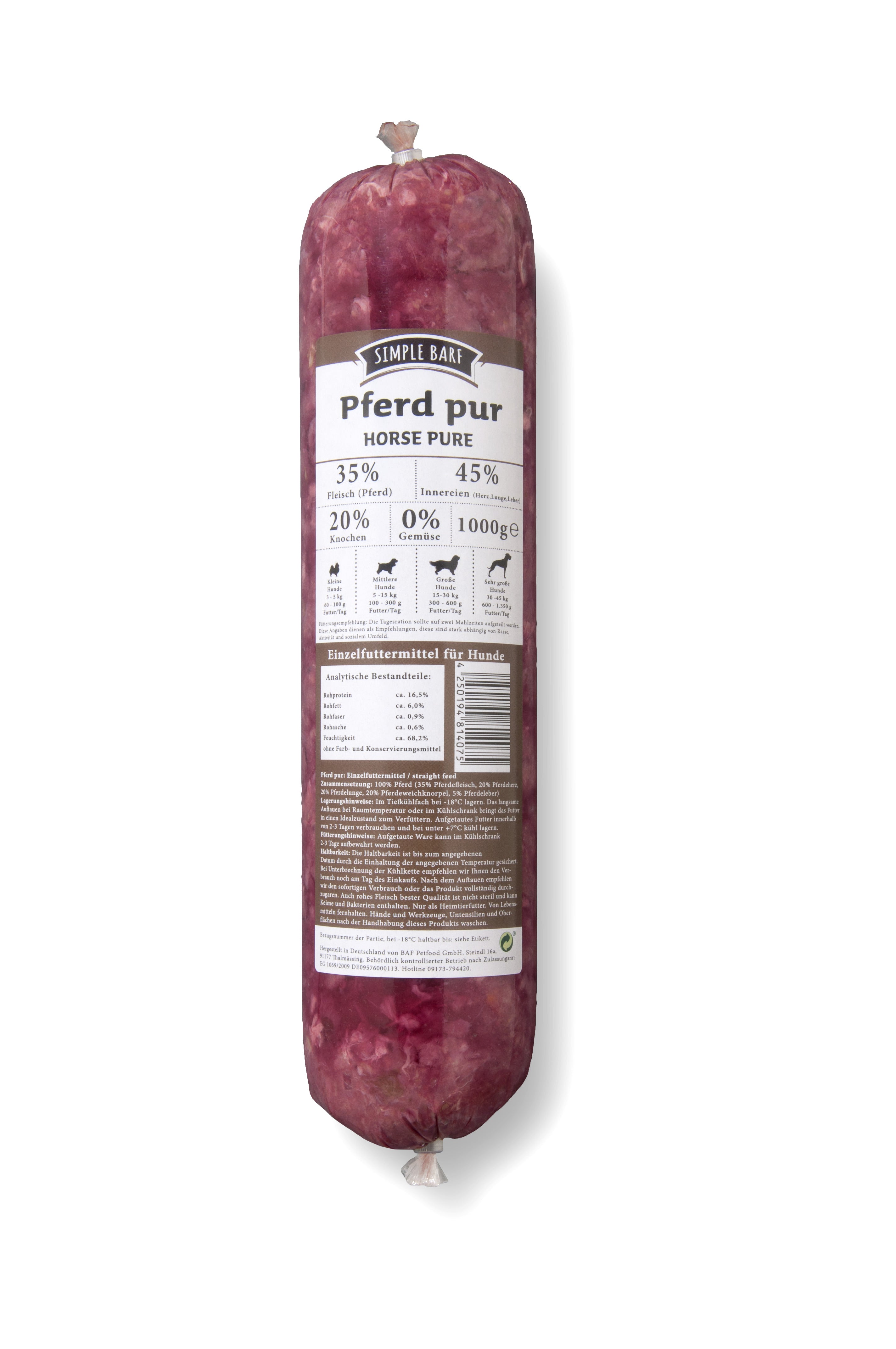 simple BARF Pferd Pur (VP) - haustidepoterkost.com®