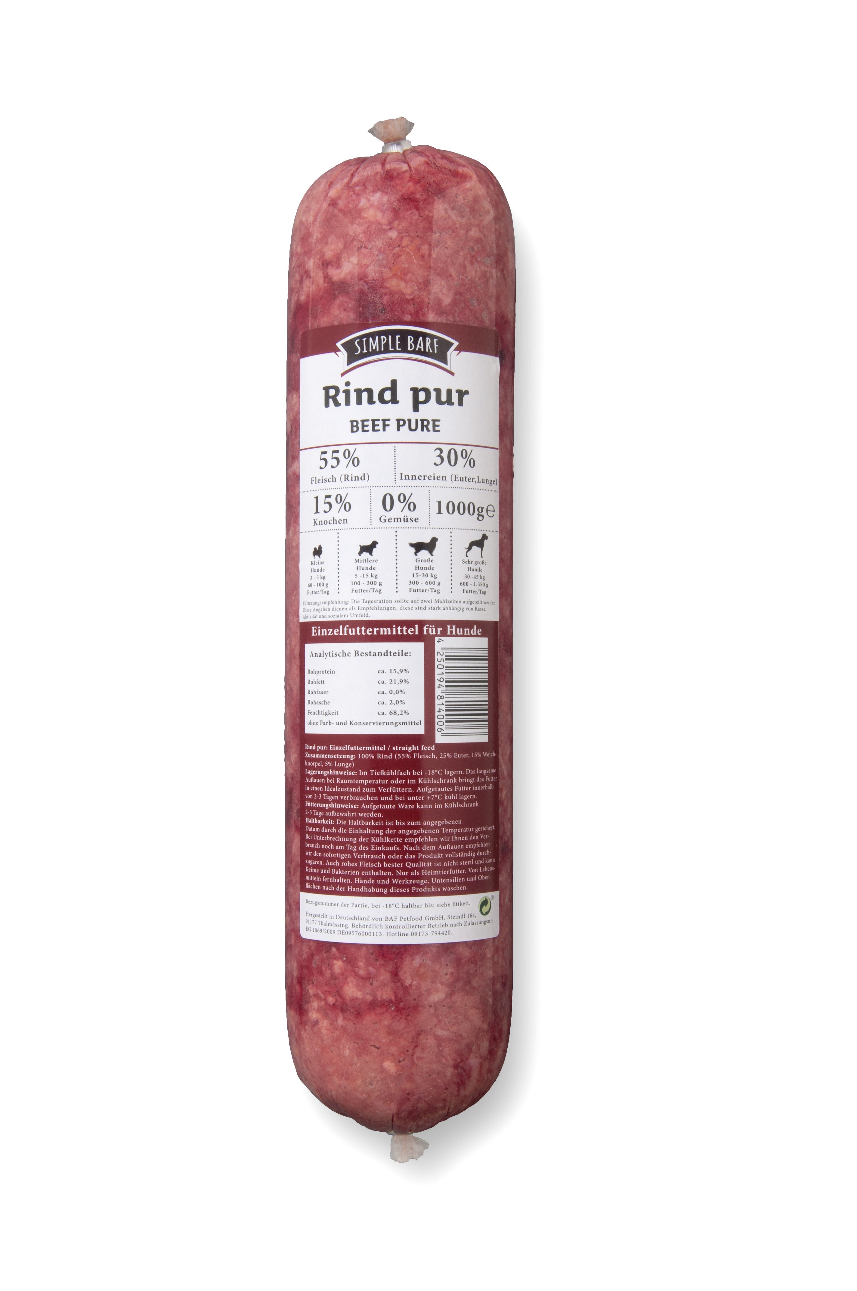 simple BARF Rind Pur (VP) - haustidepoterkost.com®