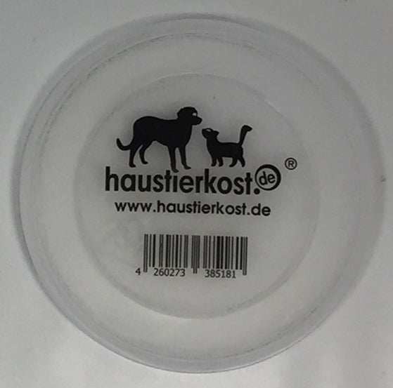 Kunststoffschnappdeckel natur Ø 73 mm für 400 g Dosen, haustidepoterkost.com Logo.
