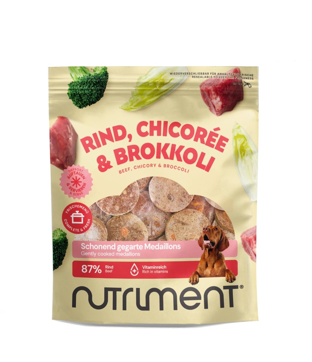 Nutriment Schonend gegarte Medaillons Rind, Chicorée & Brokkoli - haustidepoterkost.com®