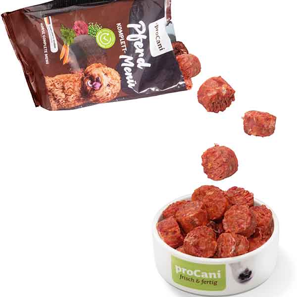 proCani Pferd-Menü-Nuggets - frisch & fertig - haustidepoterkost.com®